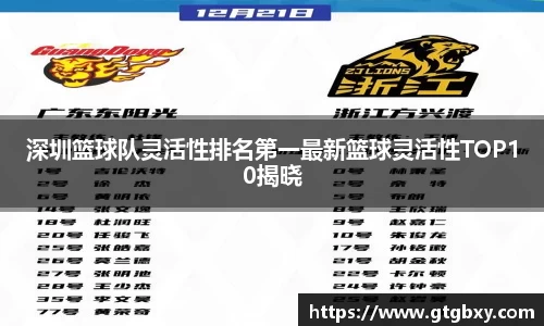 深圳篮球队灵活性排名第一最新篮球灵活性TOP10揭晓